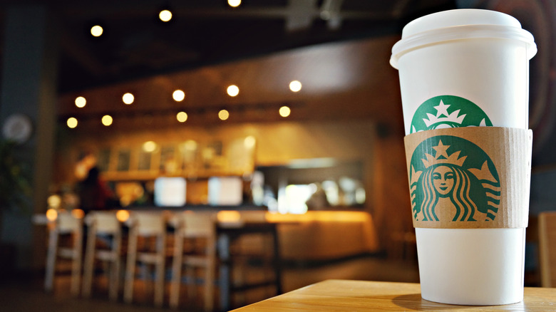 Starbucks coffee cup in store