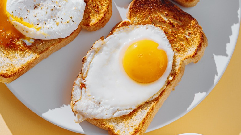 Fried egg on piece of toast