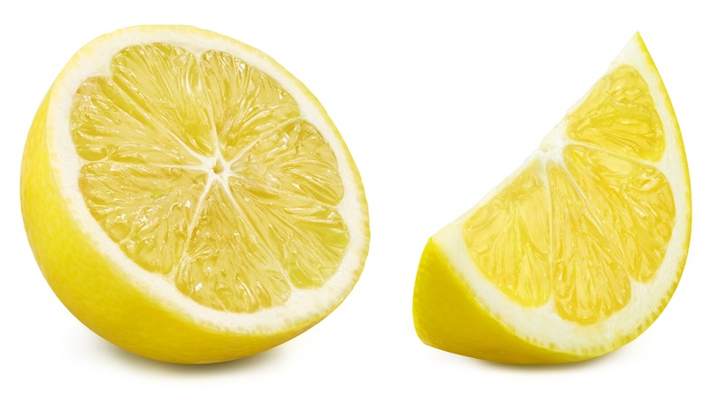 Lemon half and lemon wedge