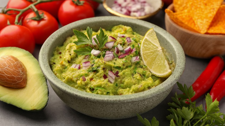 A bowl of guacamole 