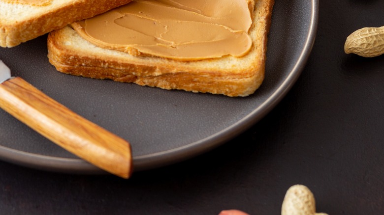 Peanut butter spread on toast