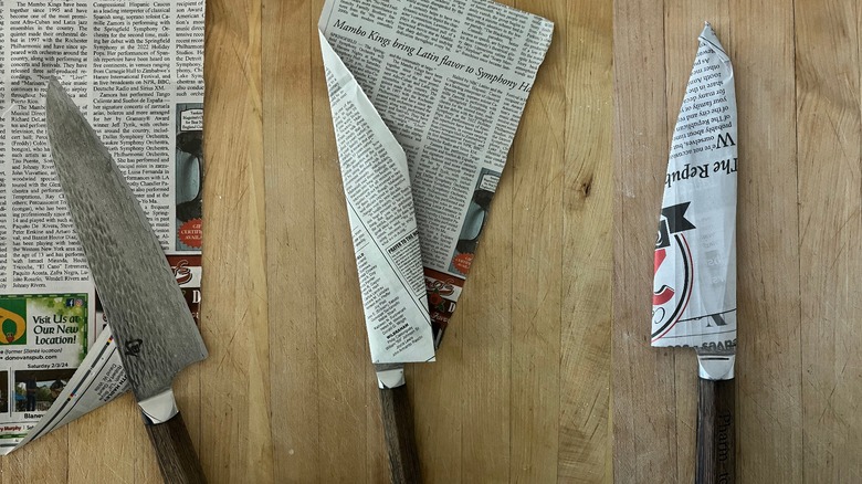 newspaper sheath for chef's knife 