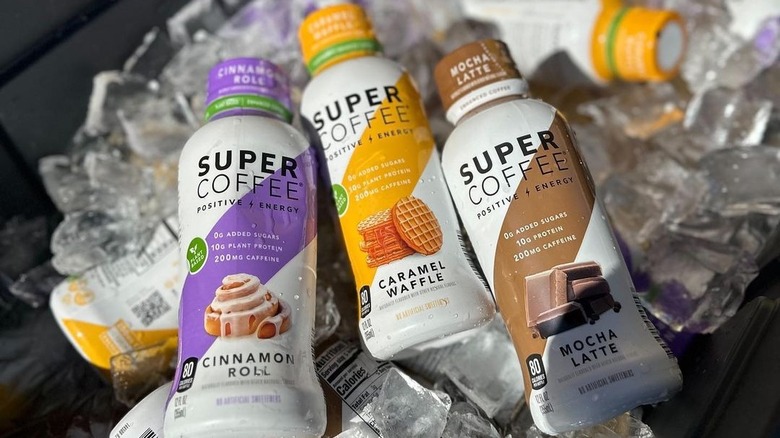 Bottles of Super Coffee on ice