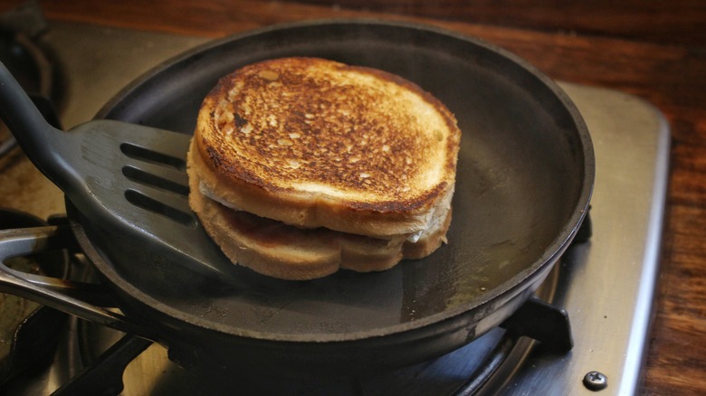 grilled cheese in pan