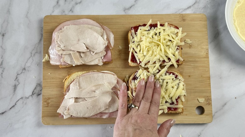 bread with meat and cheese