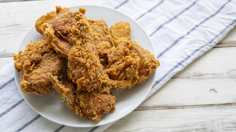 A plate of crispy fried chicken