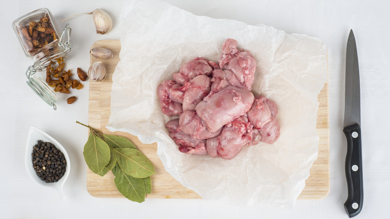 Uncooked sweetbreads on butcher paper