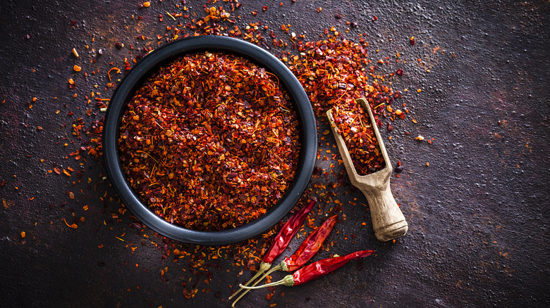 Hot pepper flakes and dried pepper