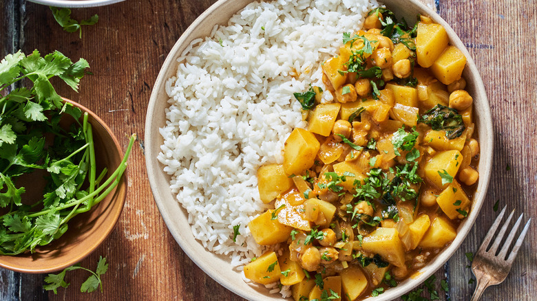 swiss chard curry with rice