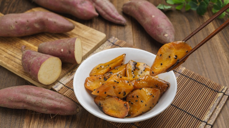 Candied murasaki sweet potato wedges
