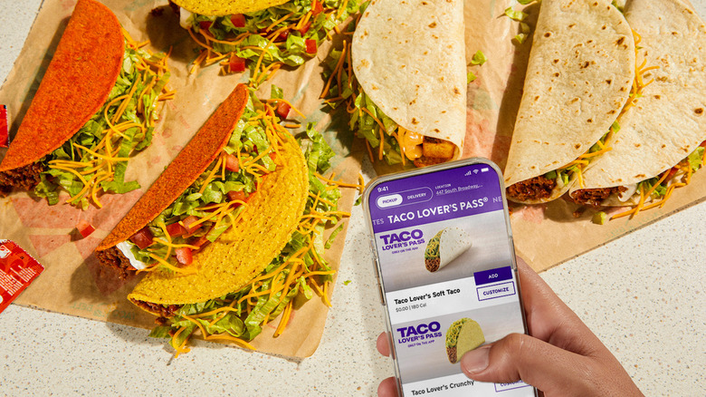 taco bell app showing taco lover's pass