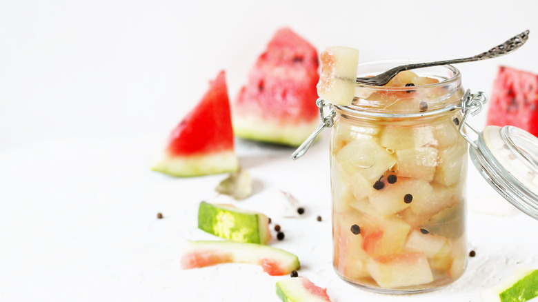 Jar of watermelon rinds