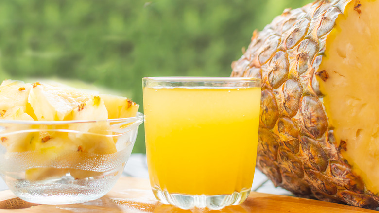 pineapple cut with pineapple juice