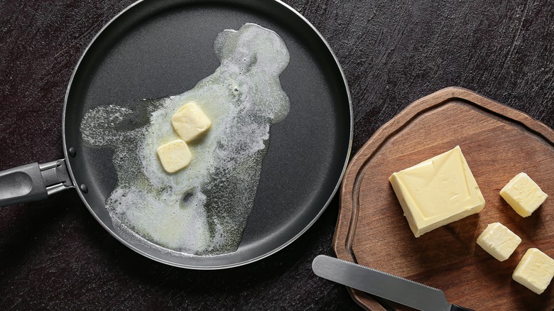 Butter in skillet melting