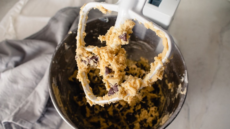 Cookie dough on mixer