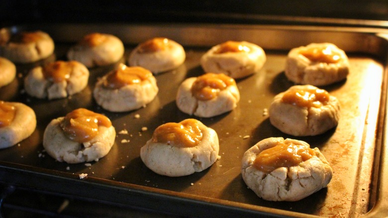 thumbprint cookies in oven