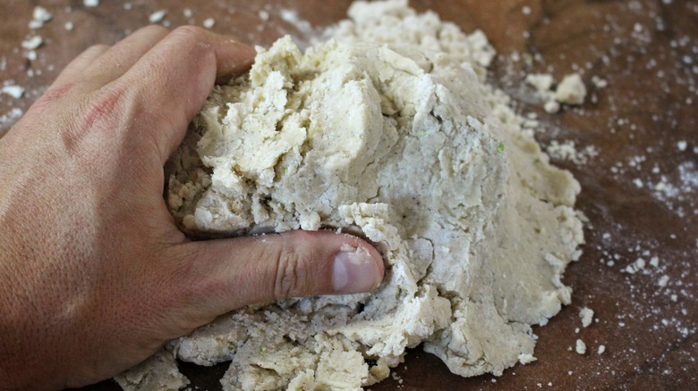 kneading cookie dough