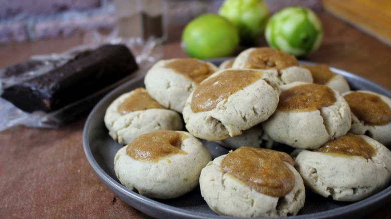 thumbprint cookies with brown filling