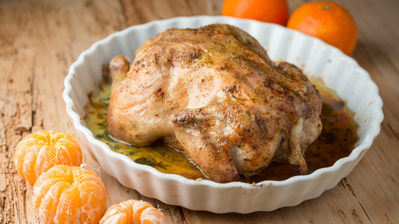 Roasted chicken with tangerine