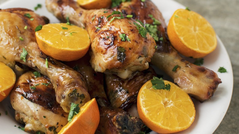 roasted chicken drumsticks with tangerines