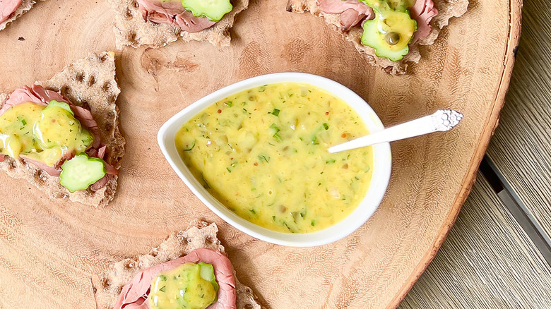 tarragon remoulade in serving bowl