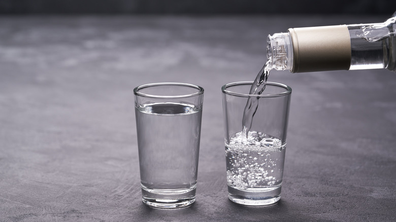 vodka poured into shot glasses