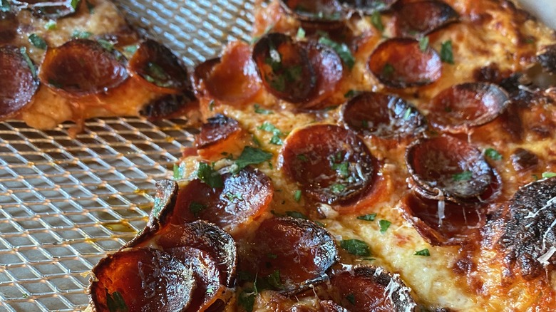 Cup and char pepperoni pizza