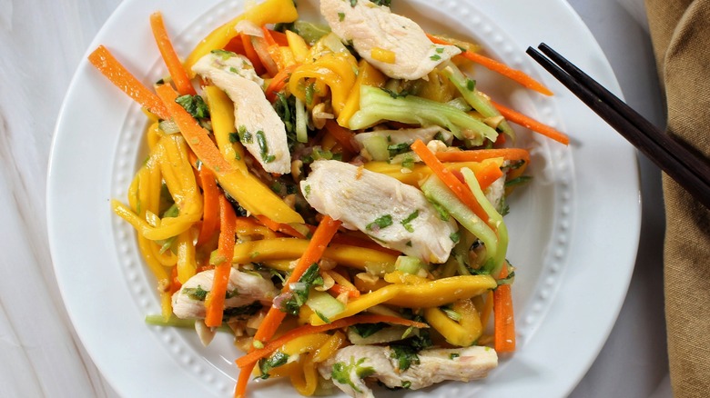 chicken mango salad on plate