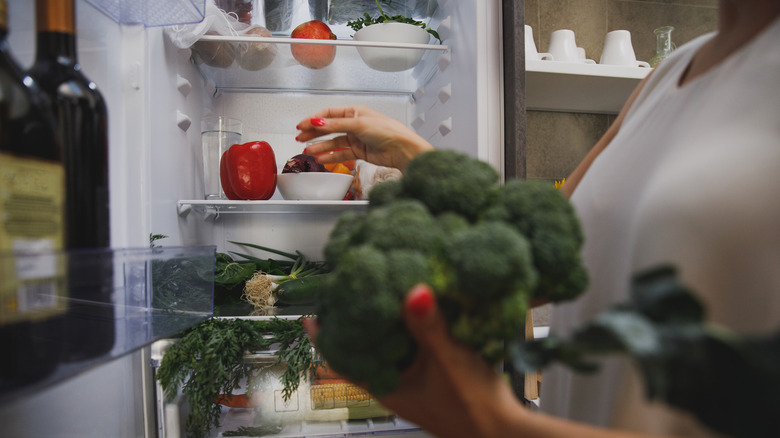 food inside refrigerator