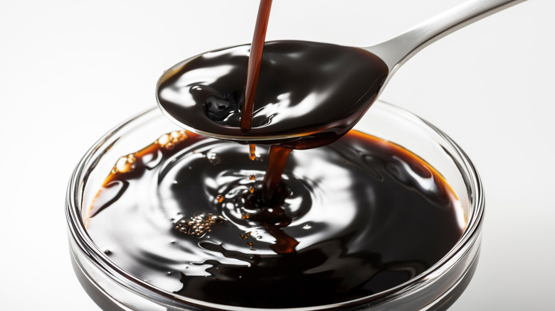 Worcestershire sauce in a spoon