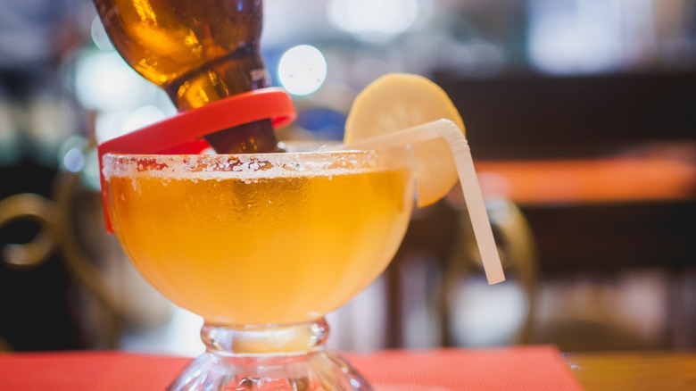 beer poured in a margarita