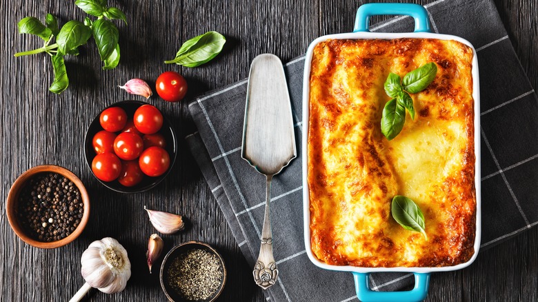 baked pasta on a table