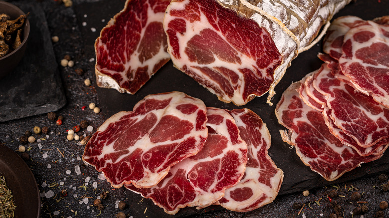 Coppa slices with spices