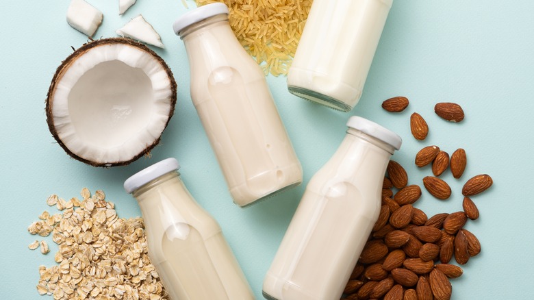 plant-based milks in bottles