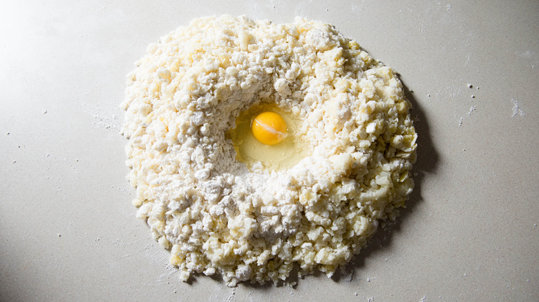 potatoes, flour, and egg dough for gnocchi