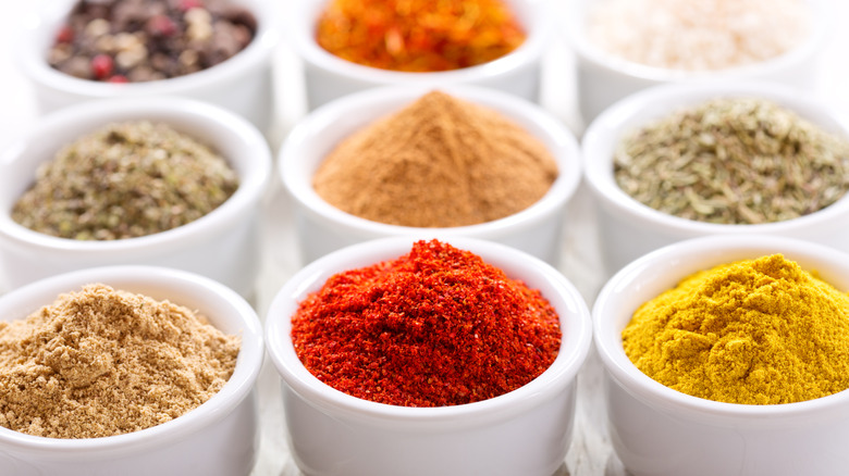 ramekins of different dry spices
