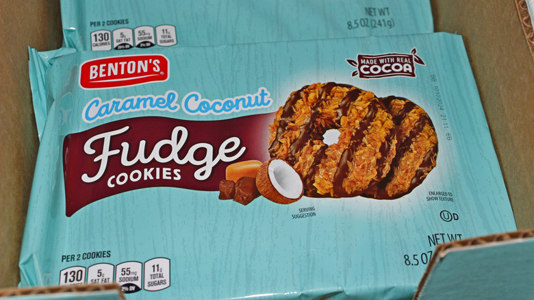 Pack of Benton's copycat Samoa cookies on sale at Aldi