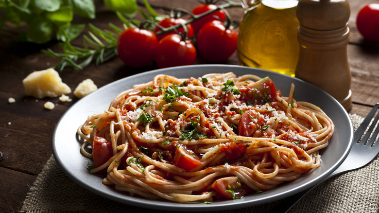 Italian pasta with tomato sauce 