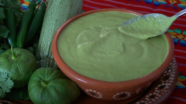 Ingredients for and bowl of guacachile