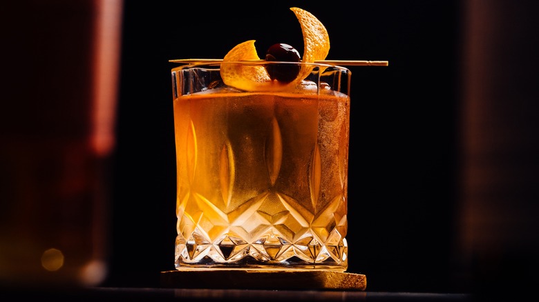 A classic old fashioned cocktail