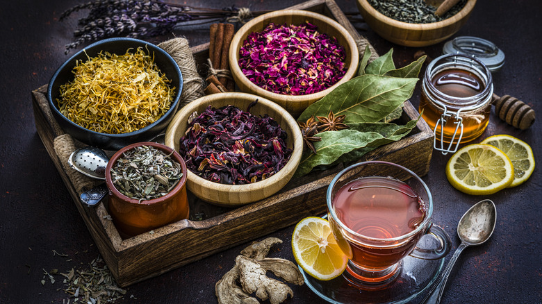 Assorted herbal tea ingredients