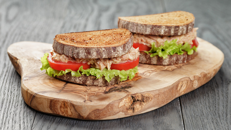 tuna fish salad sandwiches on board