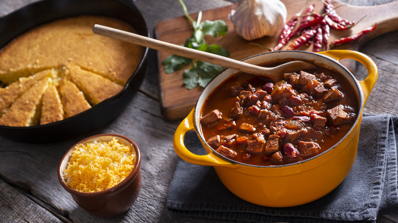 Large pot of chili