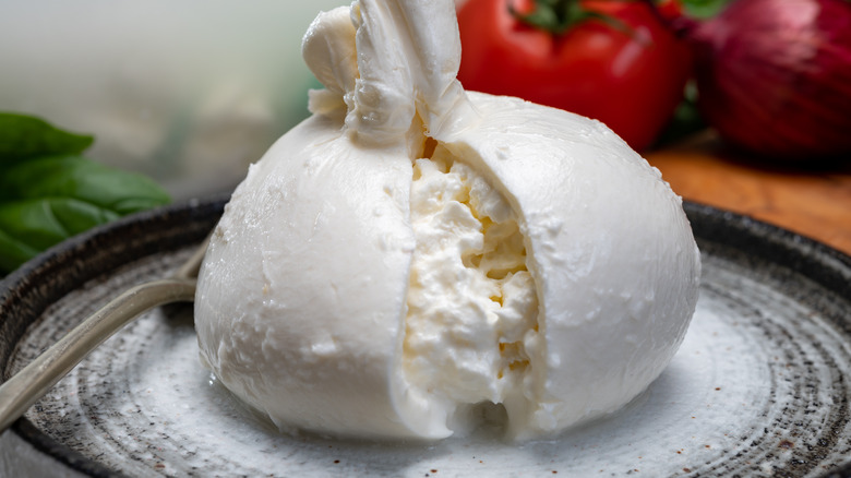 Soft Italian burrata cheese 