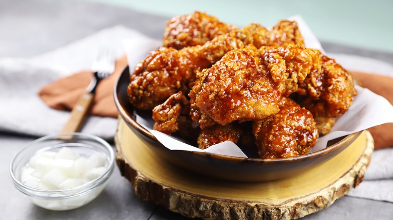 Korean-style fried chicken in bowl