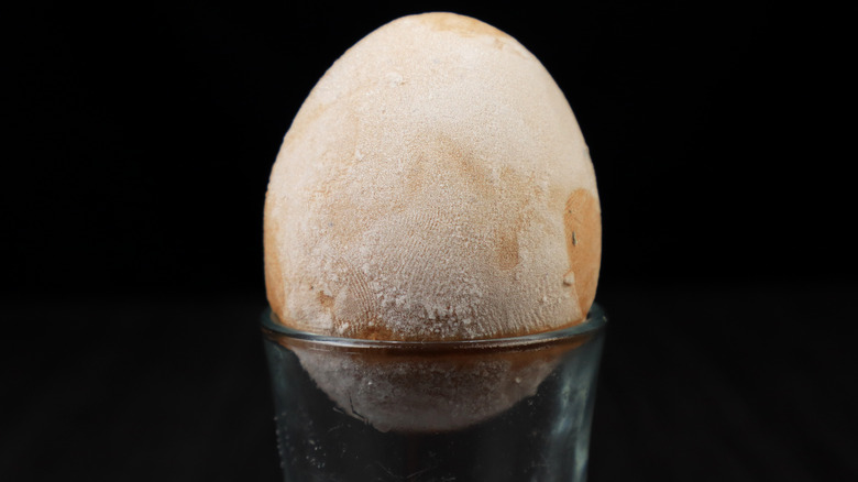 Frozen egg in glass