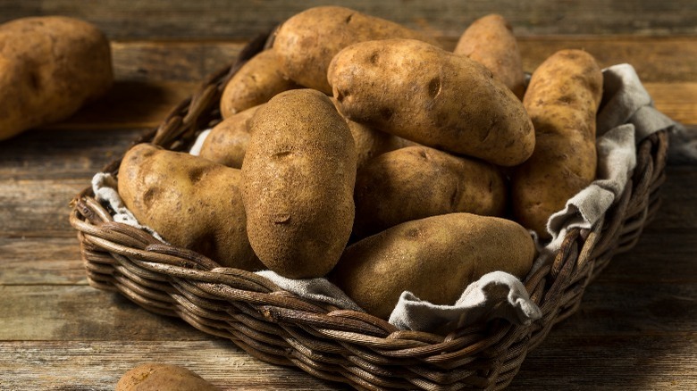 Russet potatoes in a basket