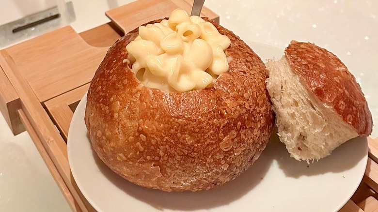 Panera Bread bowl with mac and cheese