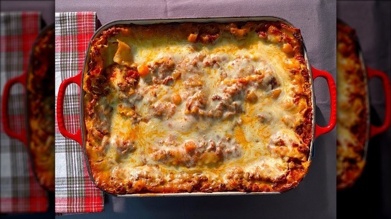 dish of Michael Symon mom's lasagna
