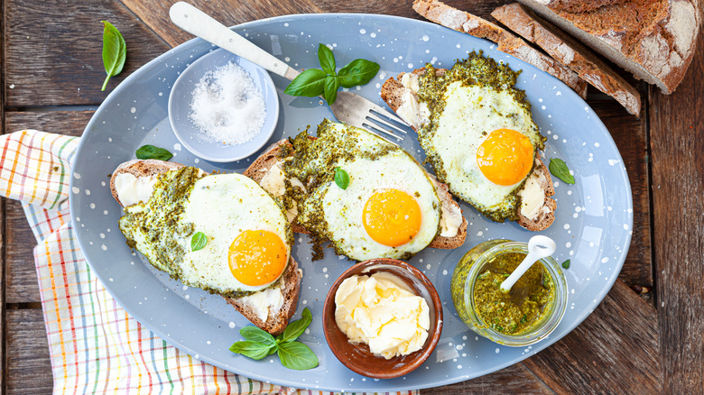 sunny side up eggs on platter